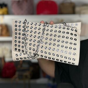 Christian Louboutin Studded Cream Leather Chain Shoulder Bag